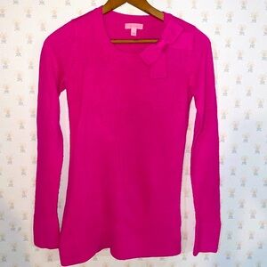 Lilly Pulitzer Fuscia Pink Bow Crewneck Sweater